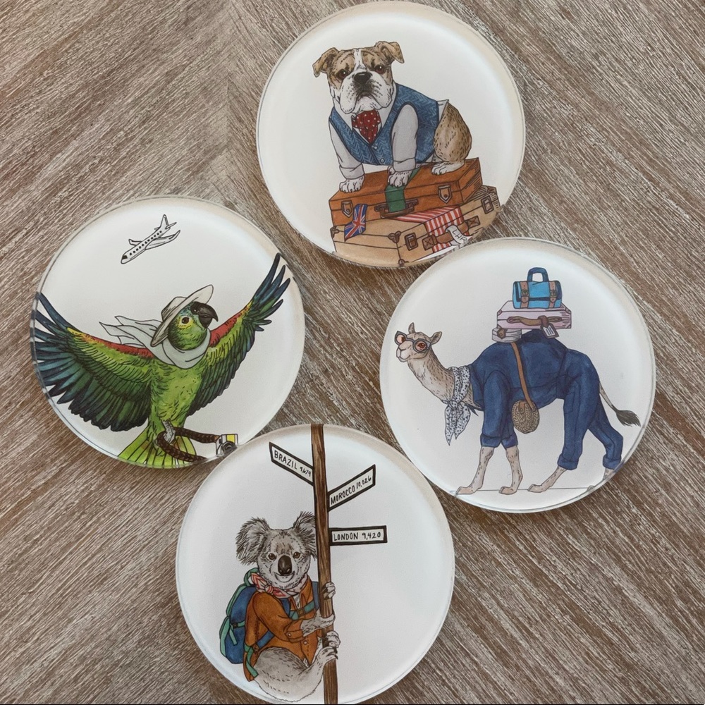 West Elm Coasters Glass Animals Art